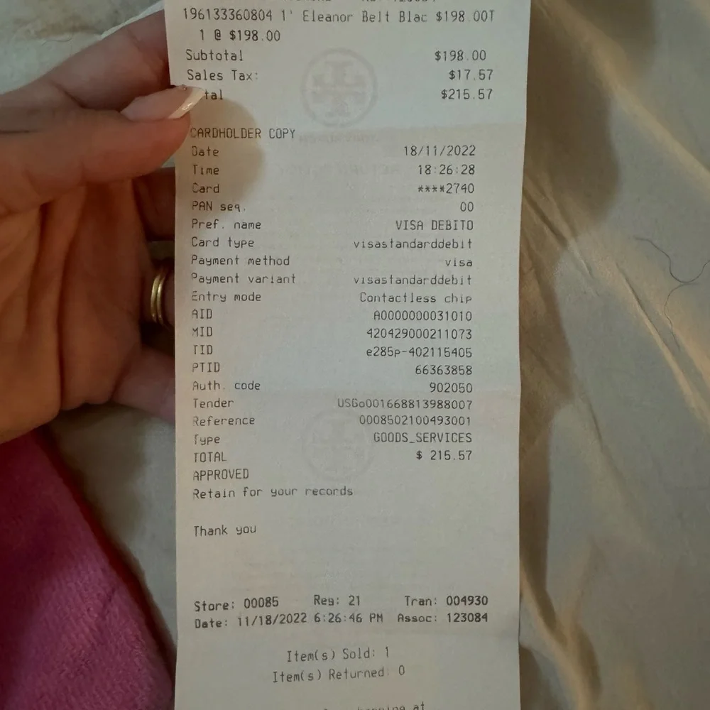 Tory Butch Eleonor Black Belt 1’ - Picture 6 of 6